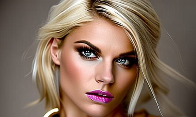 Exquisite Smoldering Girl with Blonde Hair
