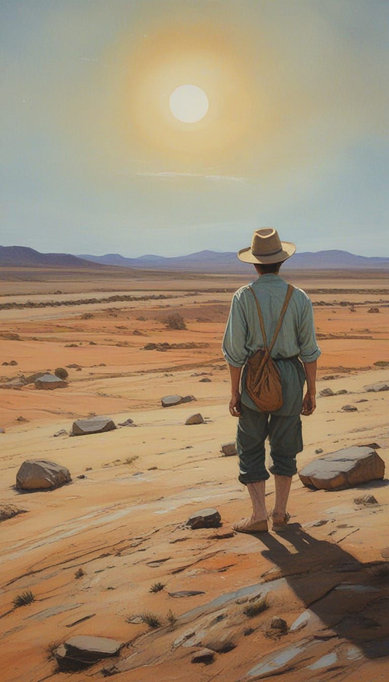 Barren Wasteland in Cubist Watercolour Style