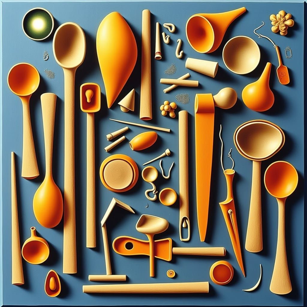Surreal Utensil Landscape in Vibrant Color