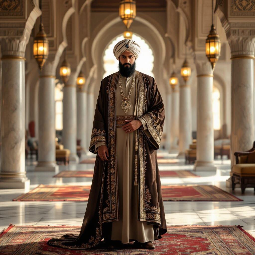 Nasir Gazi in Sultan's Court in Islamic Art Style