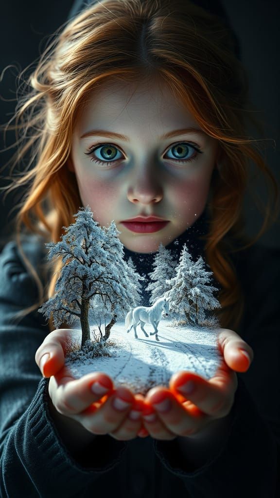 Girl and wild horse's