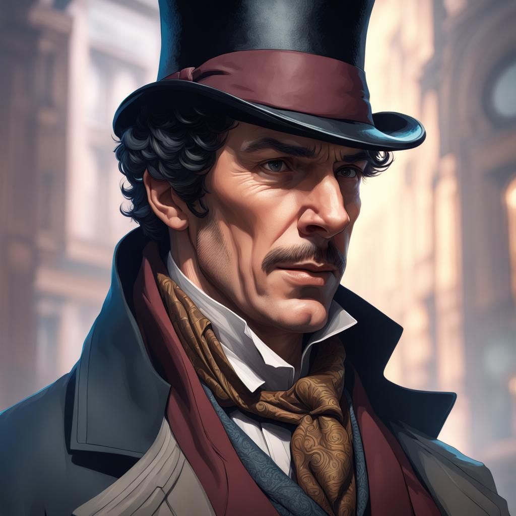 Sherlock Holmes Portrait in Art Nouveau Style