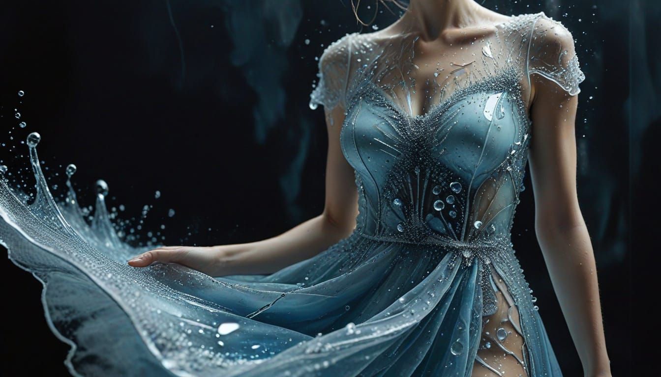 Ethereal Girl in Frozen Water Dress by Dali and Magritte