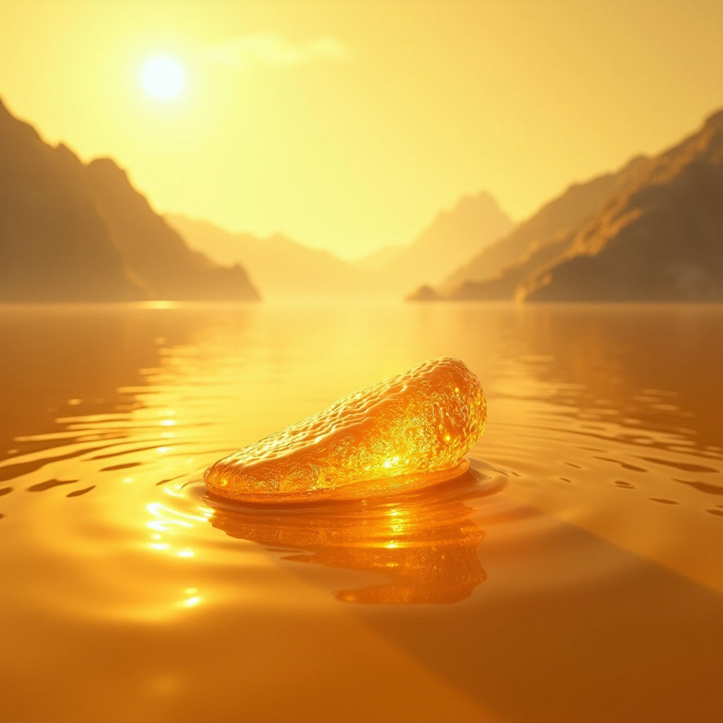 Golden Honey Landscape with Floating Honey Stick in Ethereal...