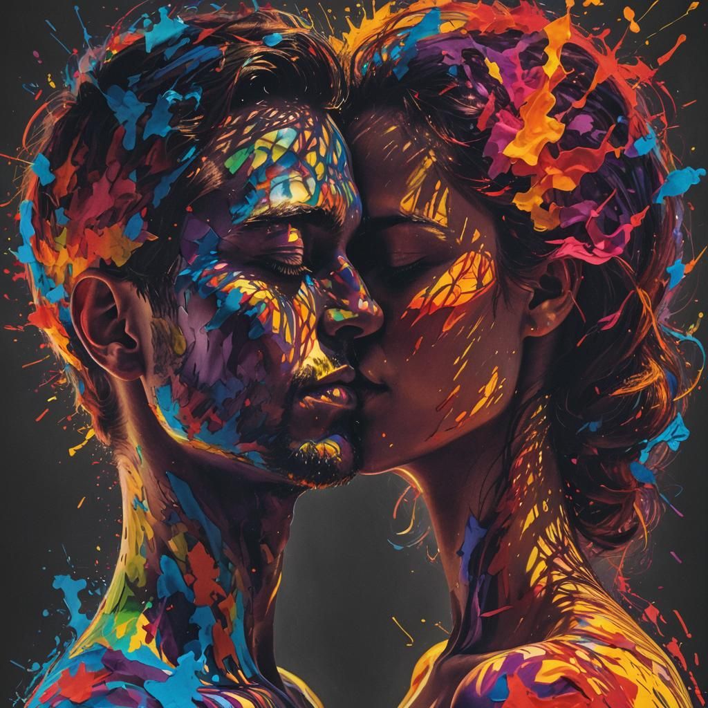 Kissing Silhouettes with Vivid Emotion Explosion