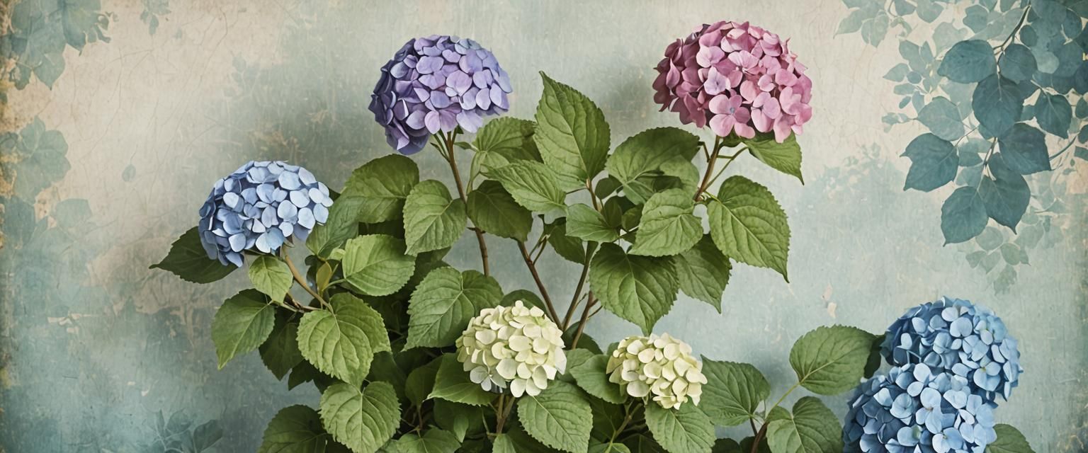 Hydrangeas in Detailed Matte Painting Style
