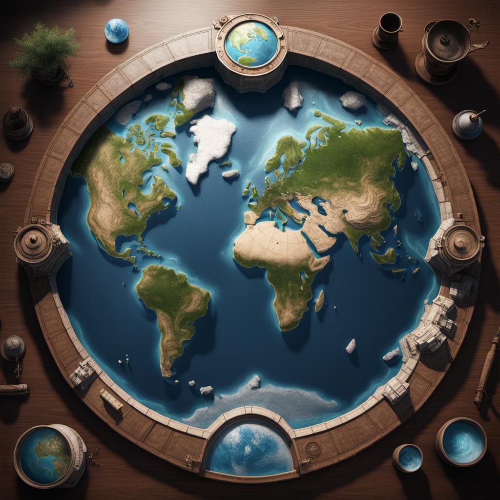 Volumetric Map of Flat Earth: Detailed Matte Painting