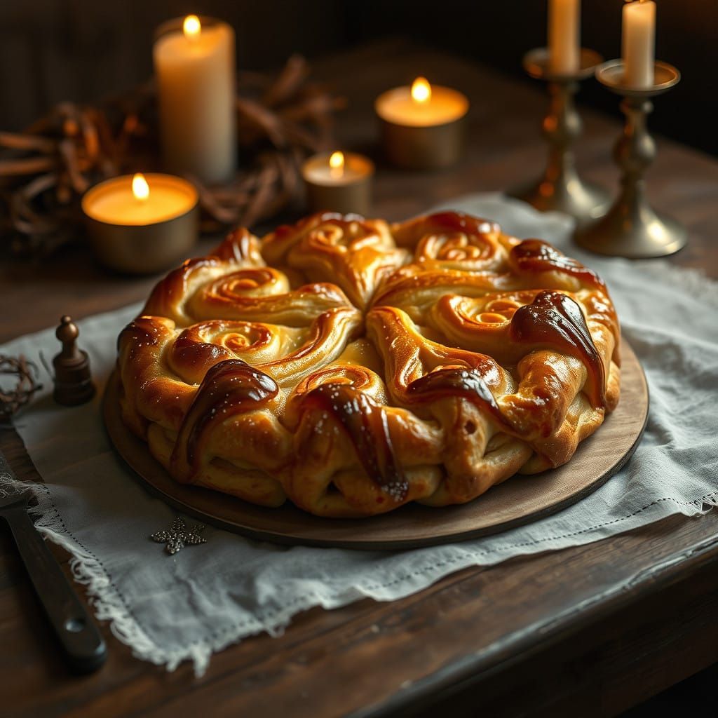 Delicate Galette des Rois in Warm Candlelight