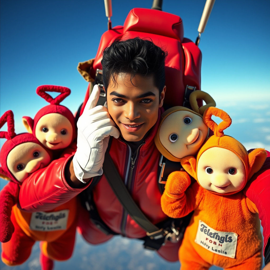 Michael Jackson Skydiving with Teletubbies in HD