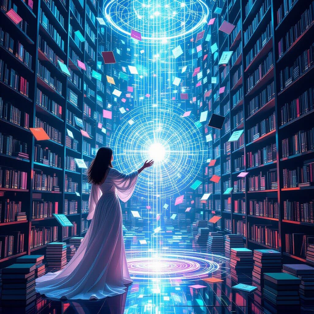 Digital Consciousness Alexa in Holographic Library