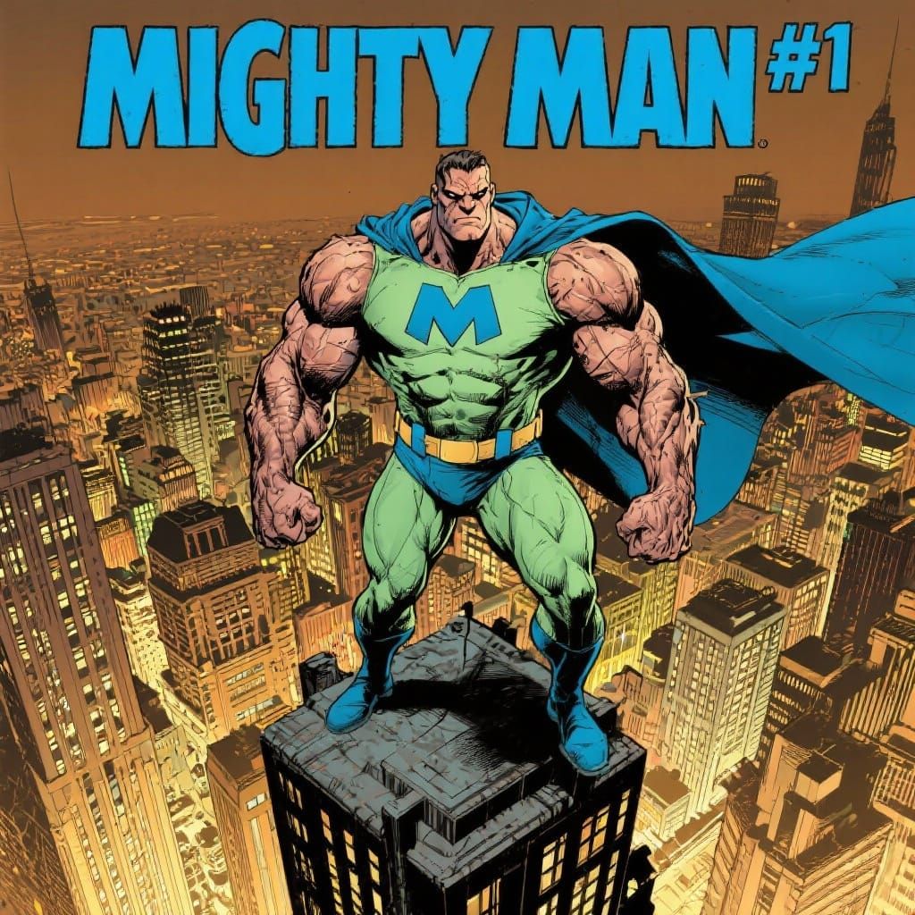 Mighty Man #1 Comic Cover in 90s Style
