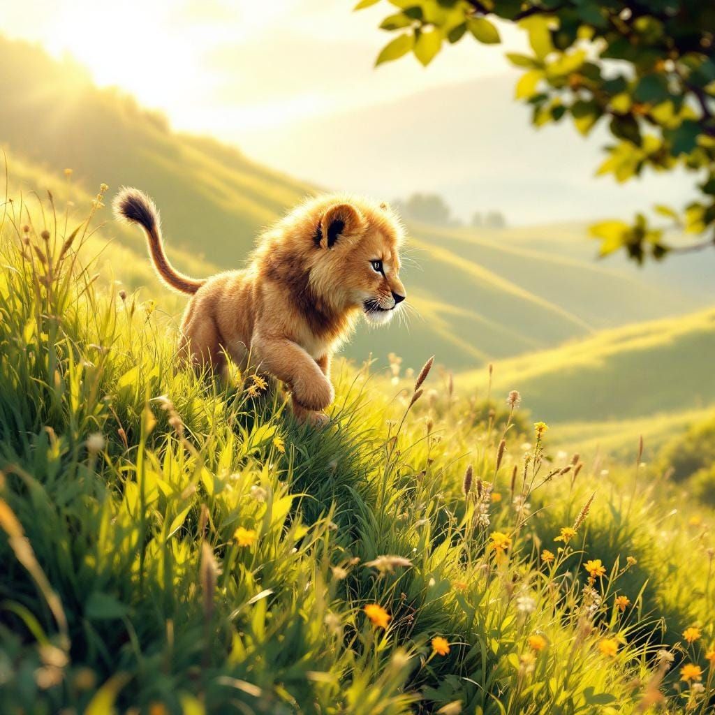 Lion Cub's Botanical Ascent: Mackintosh & Potter Style