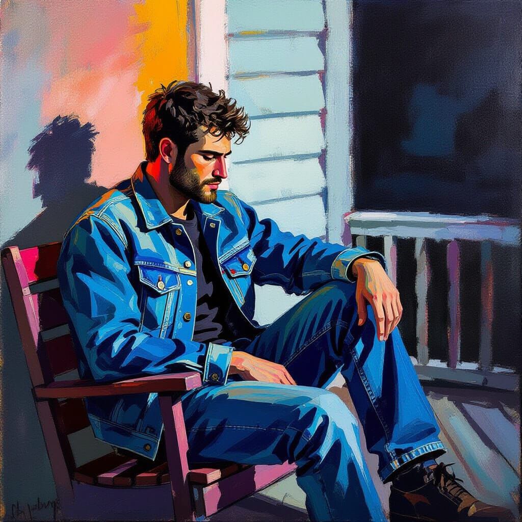 Larry in Jeans, Abstract Color Splash Portrait