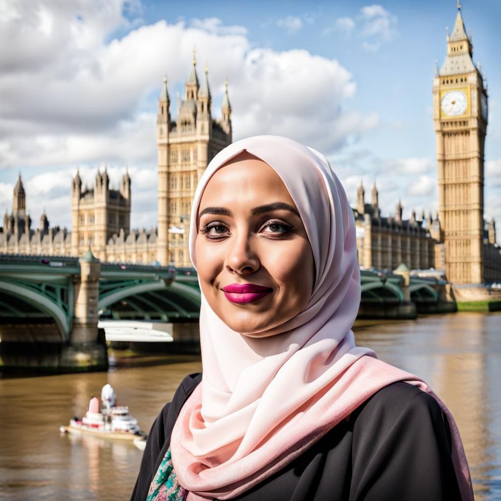 Hijabi Woman Poses Near London Bridge