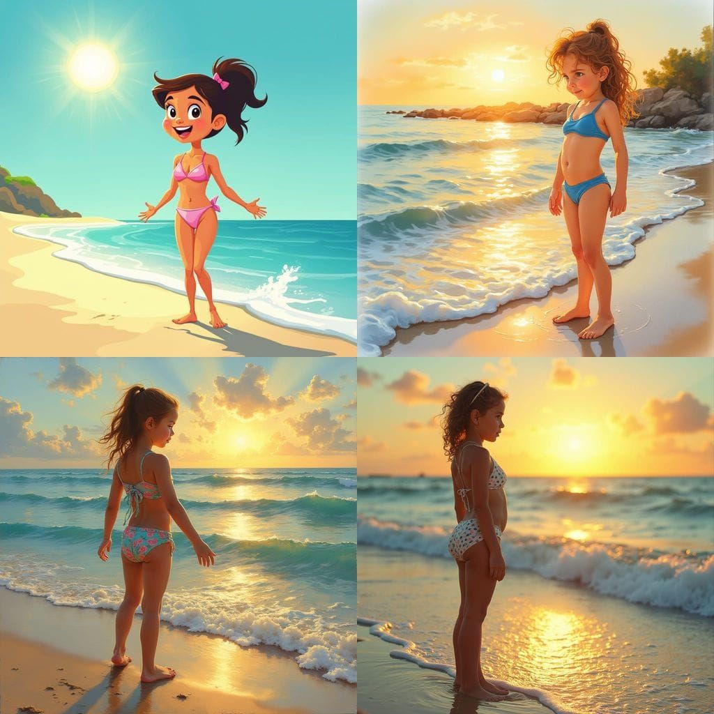 Girl in Bikini on Beach Shore