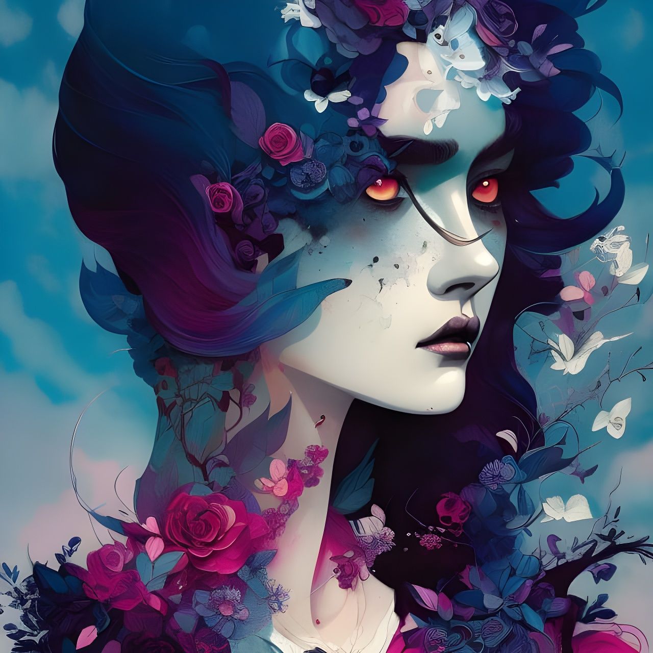 Gothic Girl in Double Exposure Collage Art