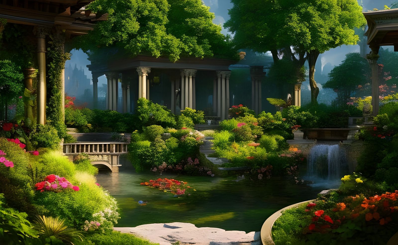 Renaissance garden with pond