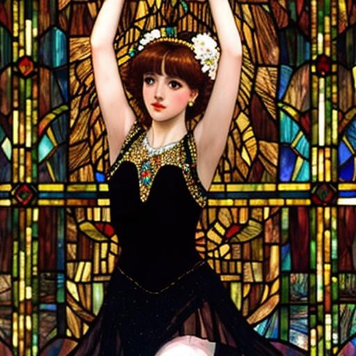 Ballet Portrait in Klimt-Inspired Tiffany Glass Style