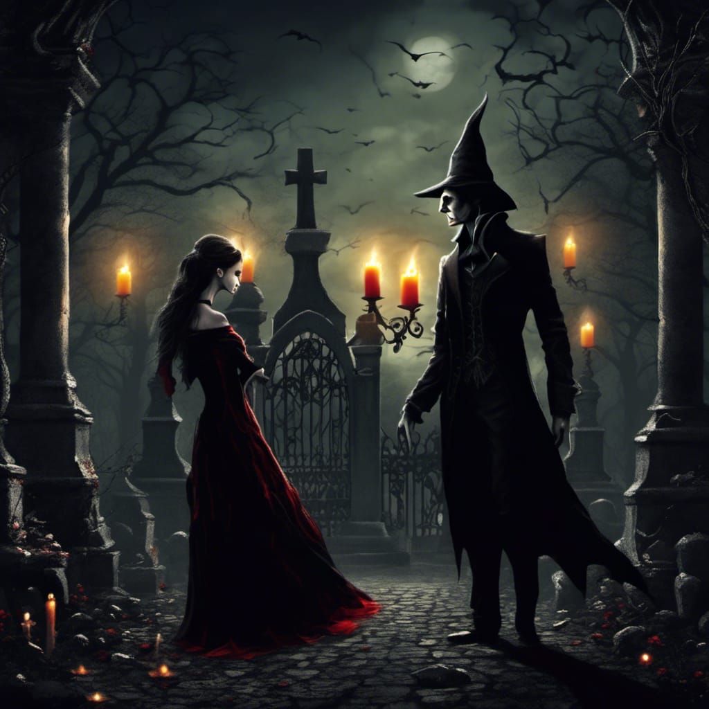 Vampire Graveyard Chase Under Sinister Moon