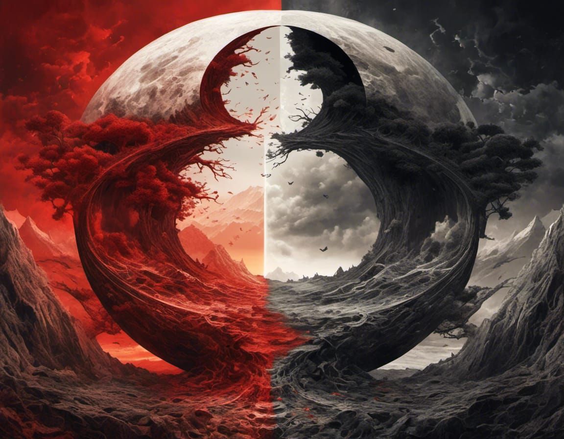 Yin and Yang Fantasy Planet Illustration