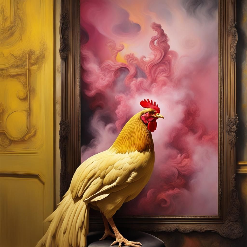 Surreal Chicken in the Backrooms: Dreamlike Art