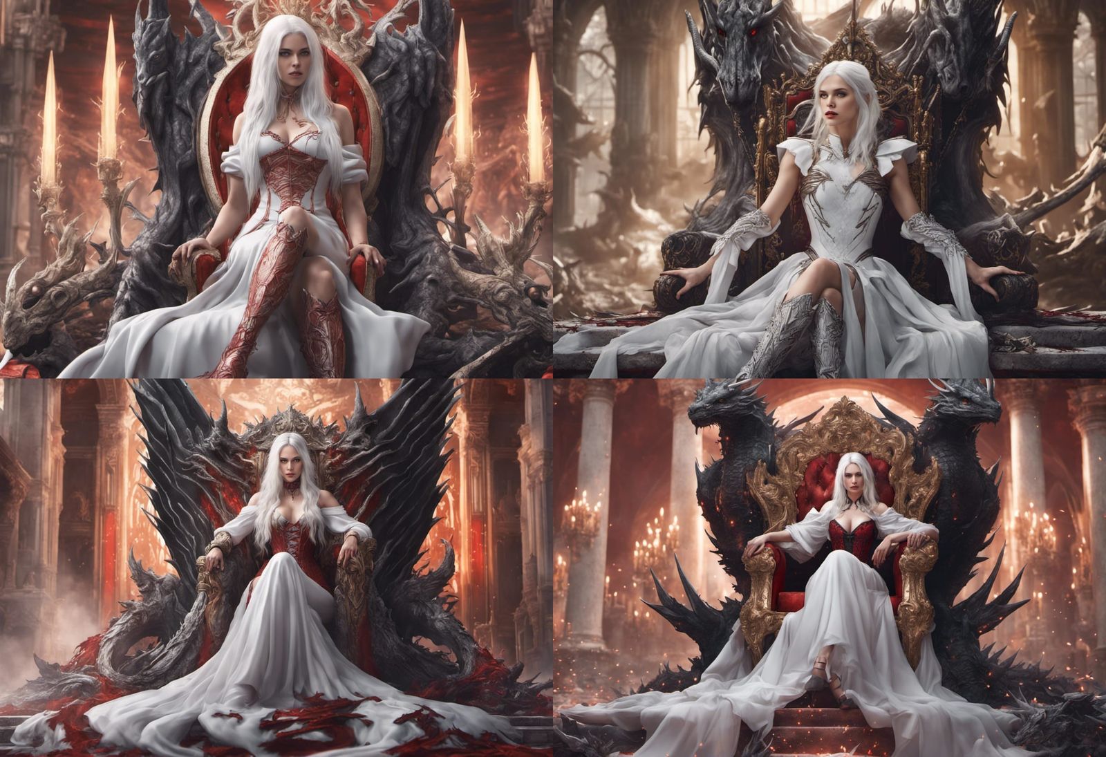 Dragon Goddess on Sword Throne: Hyperrealistic Fantasy