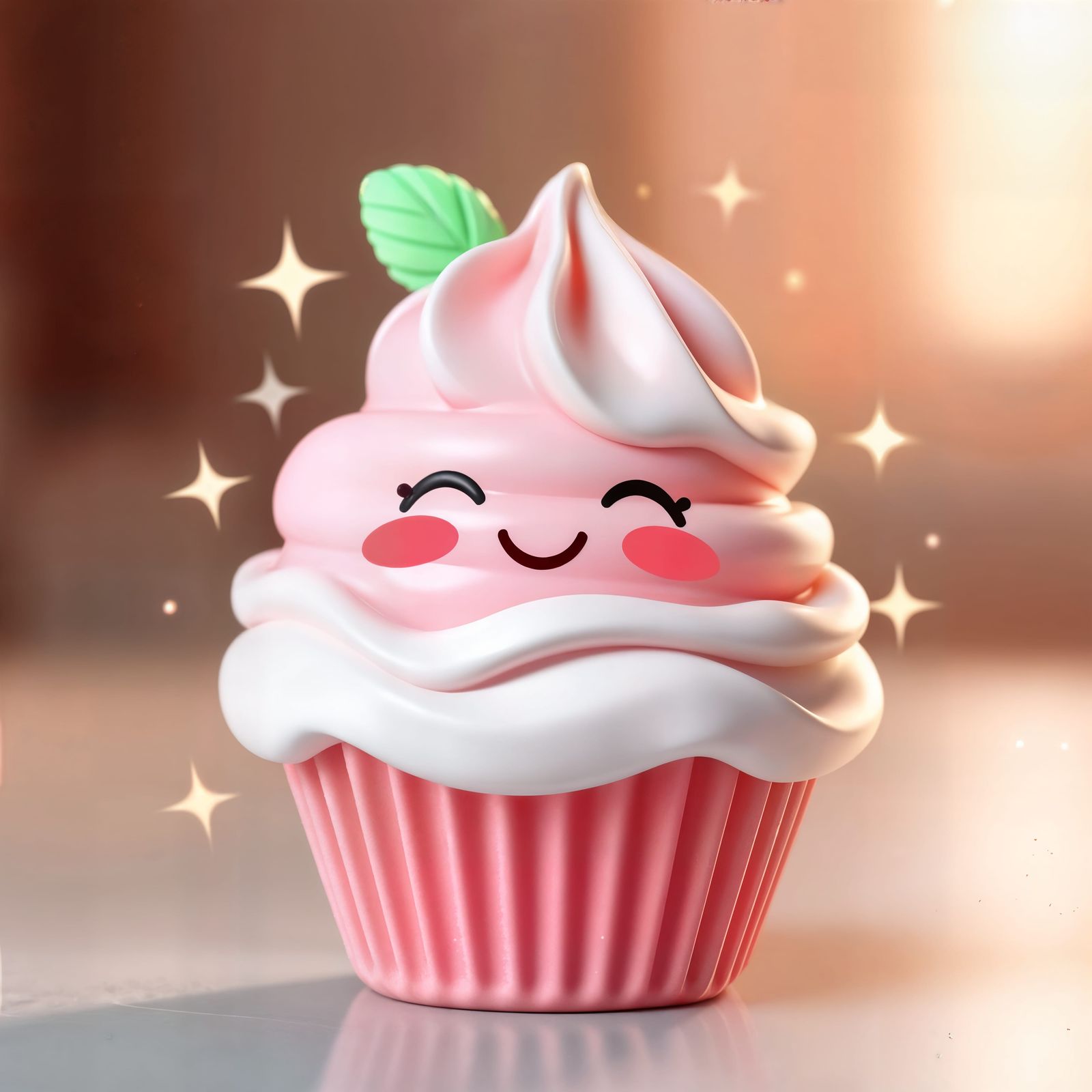 Happy Anime Cupcake with Sparkles