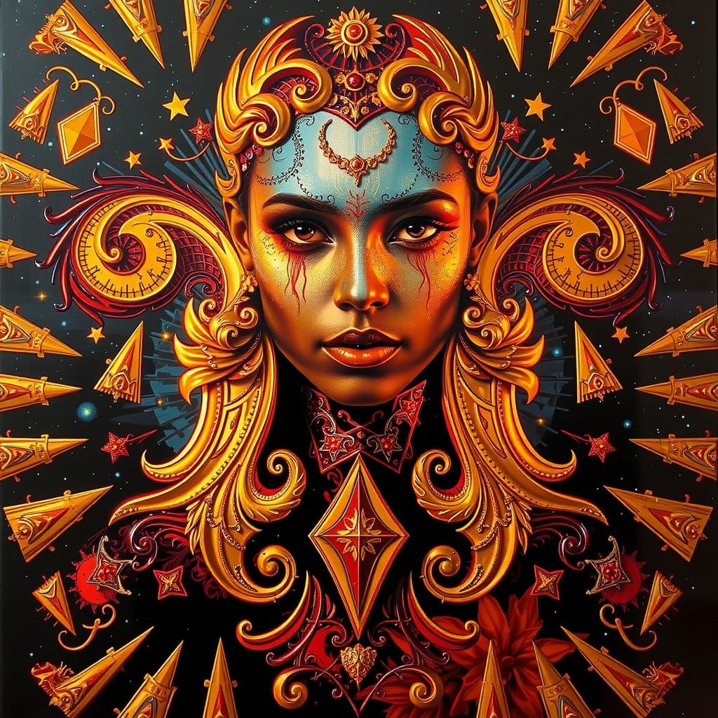 Photorealistic Woman Under Starry Night Sky