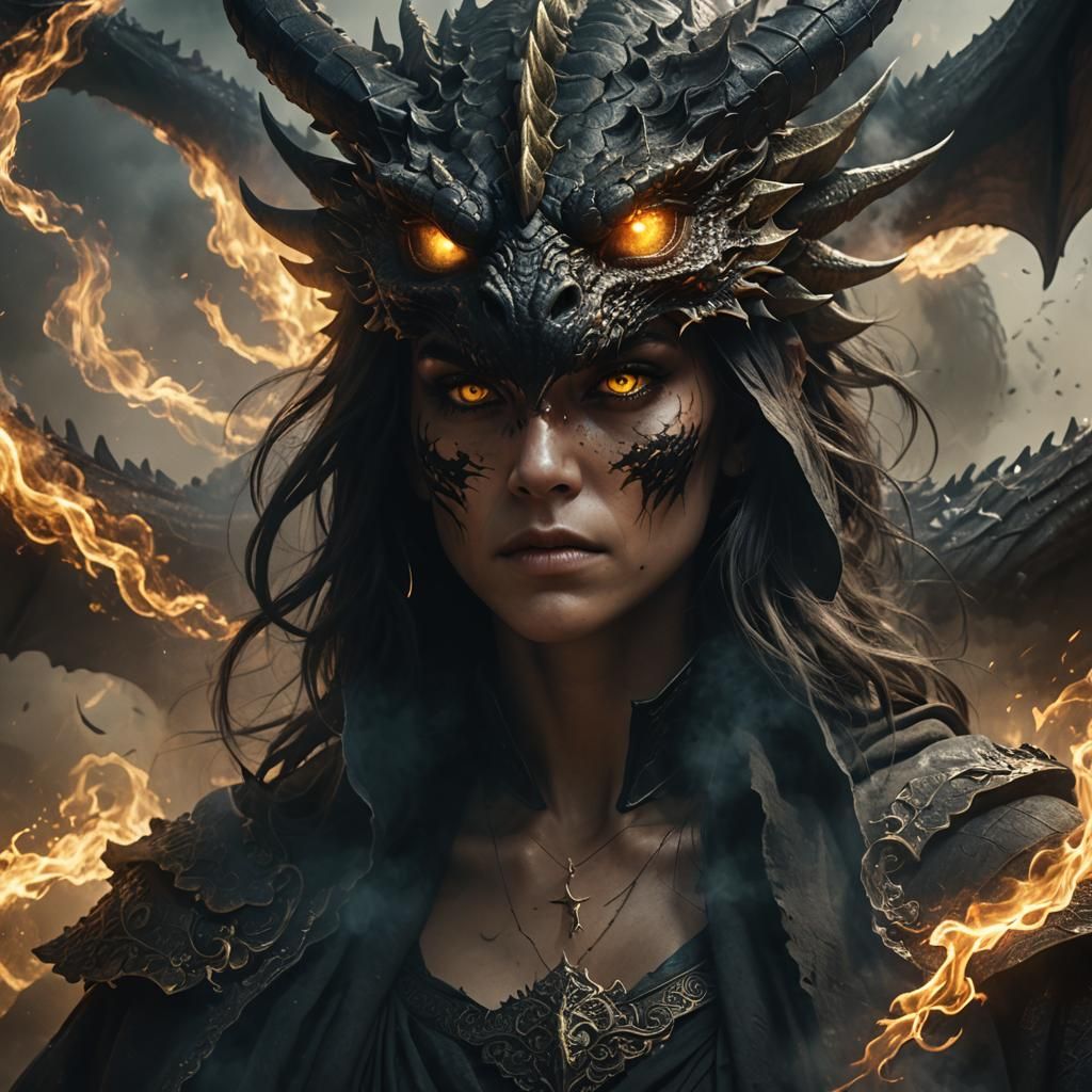 Cloaked Figure Confronts Smoke Demon in Dark Fantasy