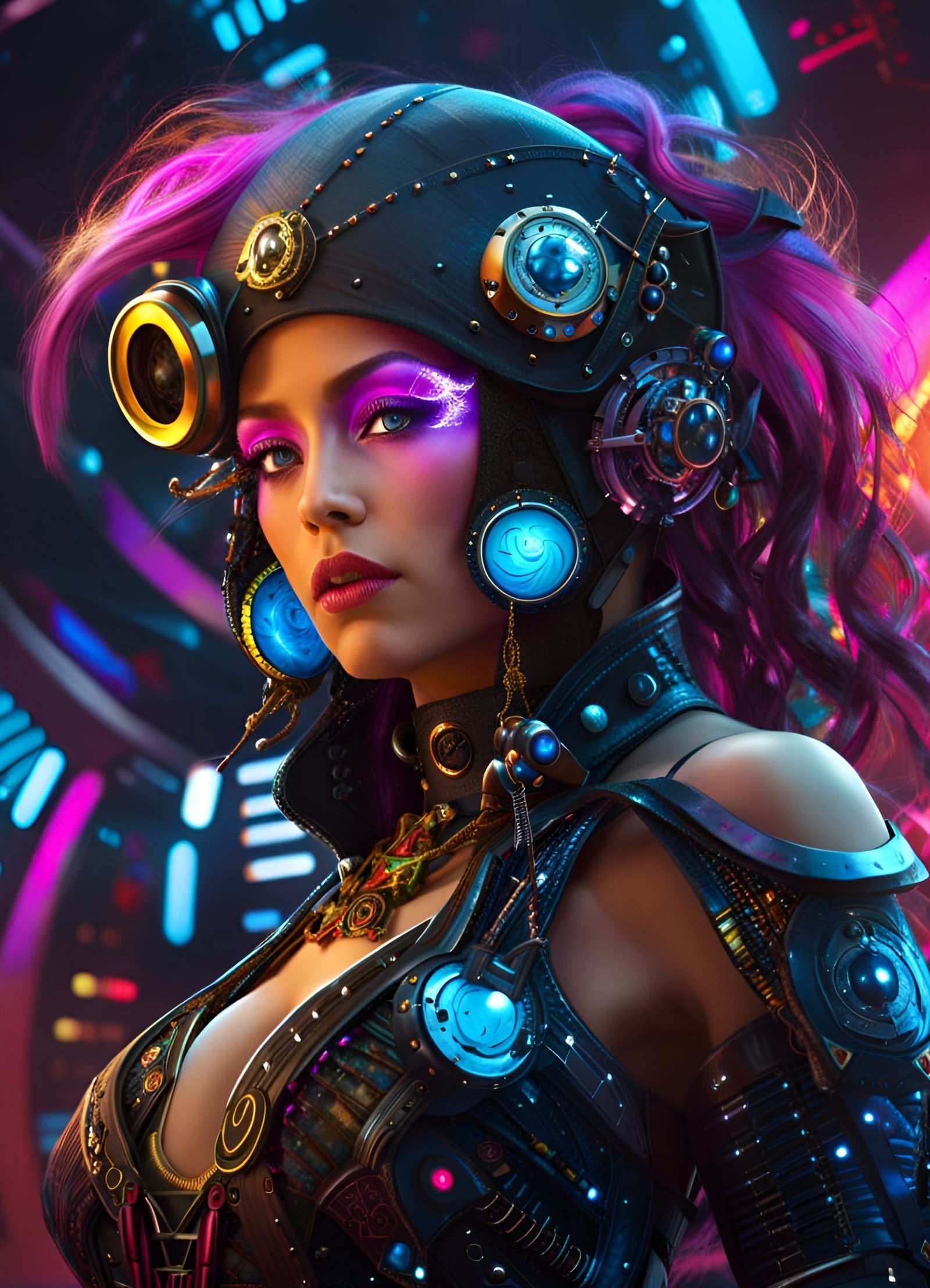 Robotic Space Pirate in Cyberpunk Style