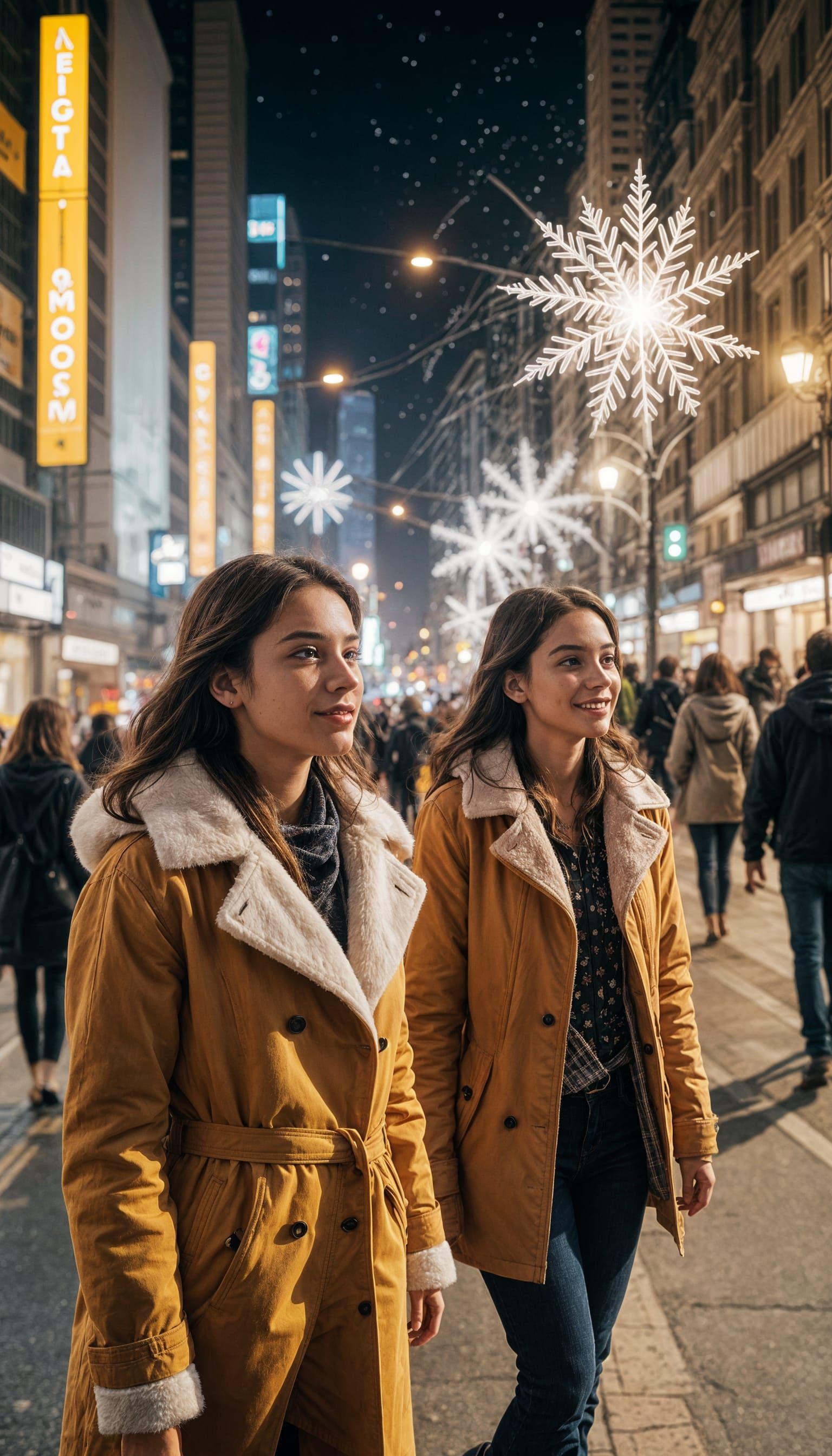 Friends Walking on Paulista Avenue in Winter