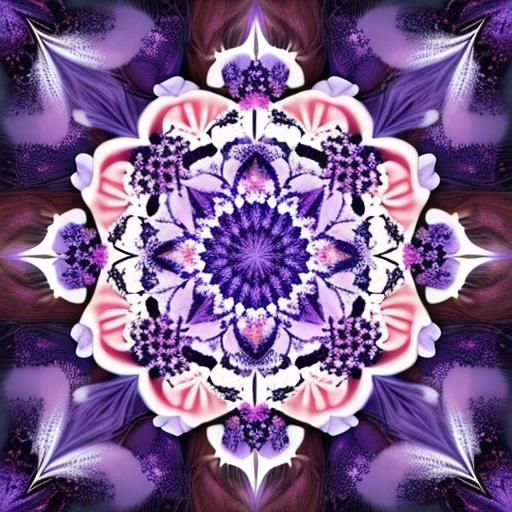 Abstract Fractal Flowers in Lavender and Pink