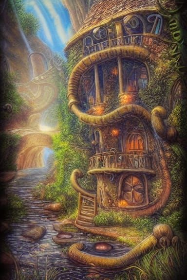 Steampunk Animal Village in Fantasy River Gorge