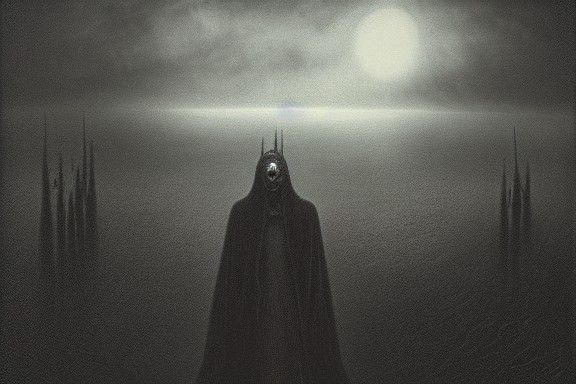 Necromancer Raises Undead in Misty Nordic Swamp