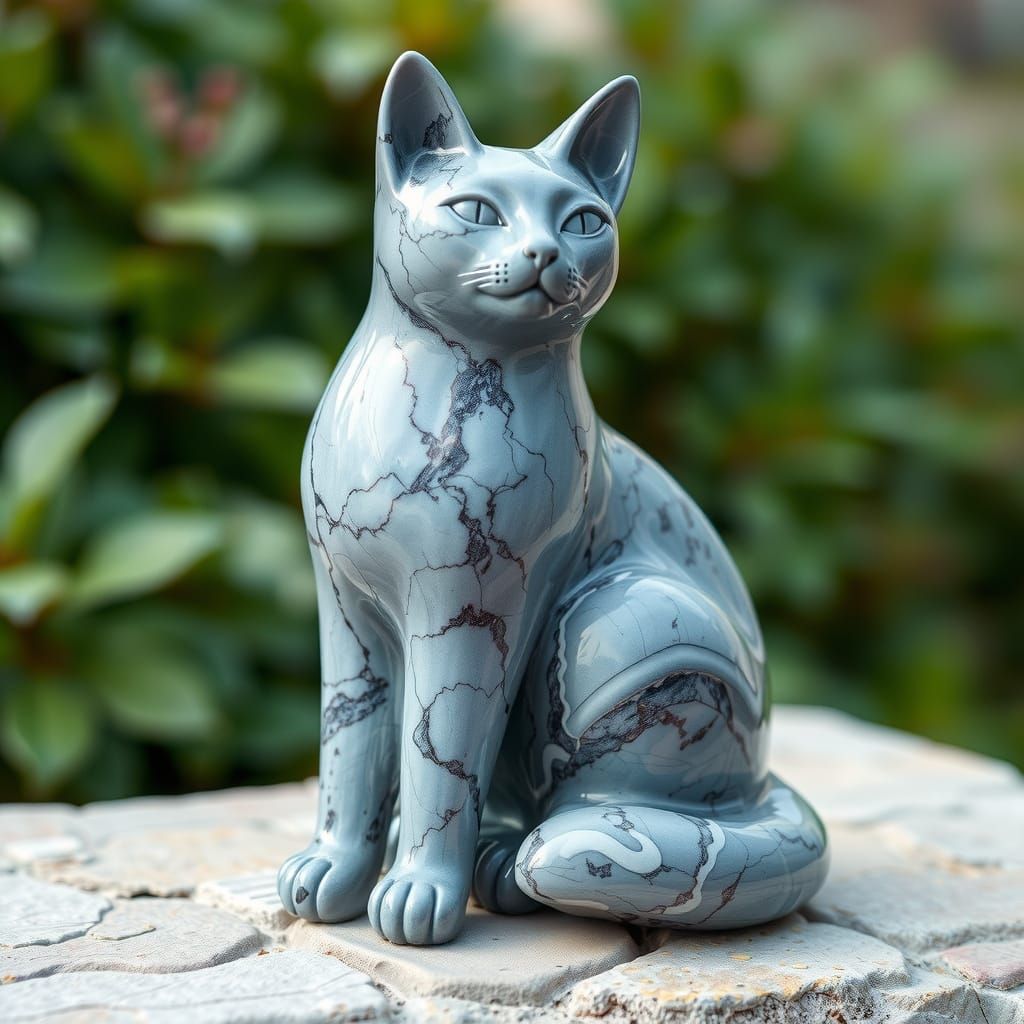 Iolite Cat Statue: A Detailed Sculpture