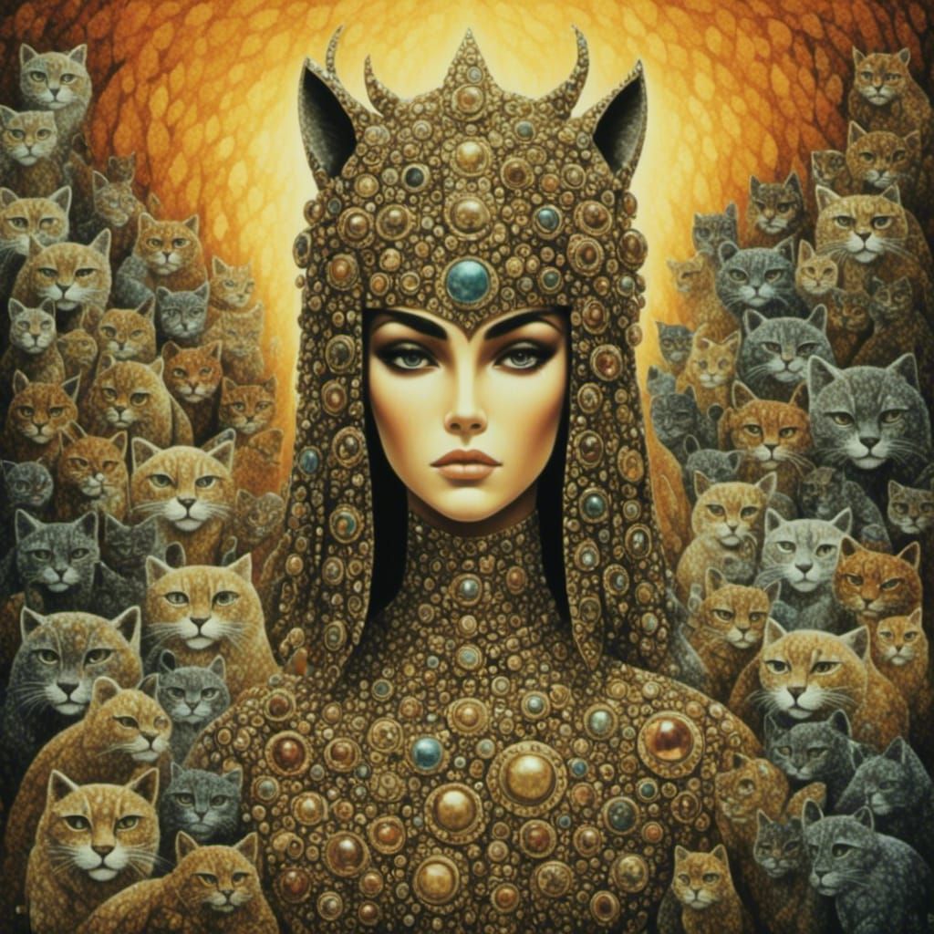 Feline Figures Enhanced with Clustered Magic