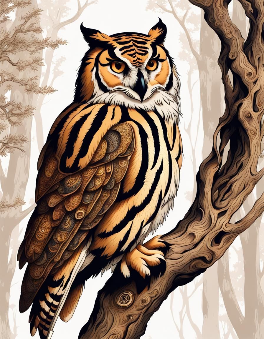 TIGER OWL OBSERVANT TALENTED SENSATION INTRICATE ELABORATE