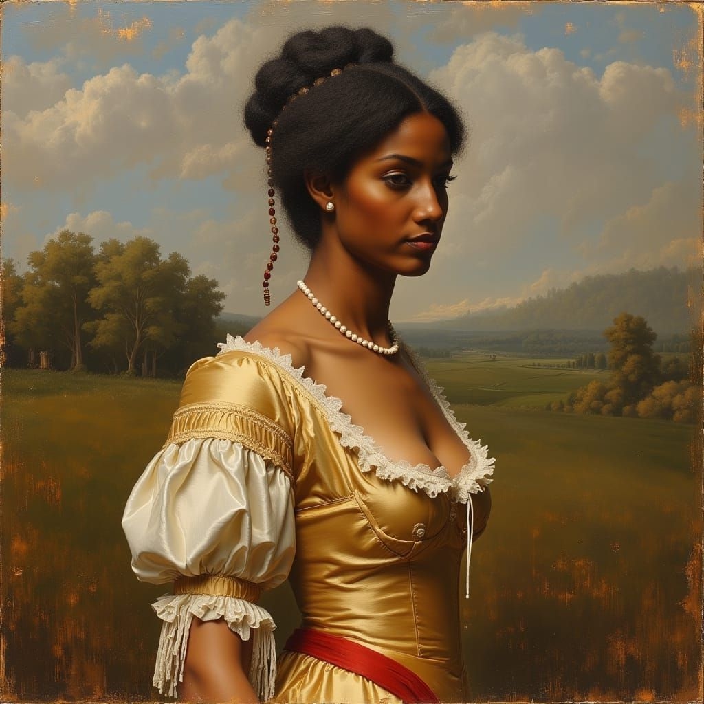 Mixed-Race Noblewoman in 18th Century English Countryside