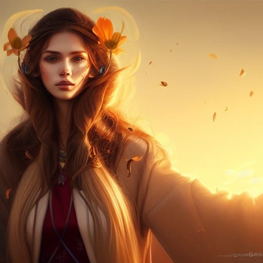 Crying Princess Portrait with Flower Coat