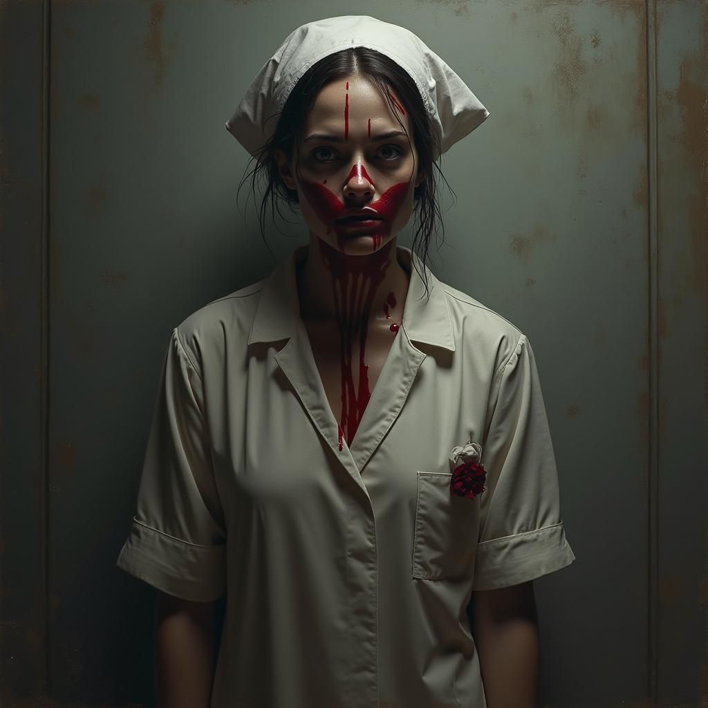Sinister Nurse Working in Hell: Gothic Fantasy Art