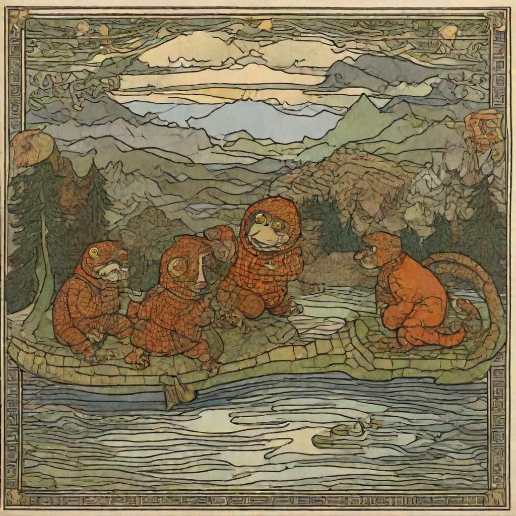 Cheb Urashka and Croc O'Deal Genes: Pop-up Book Illustration