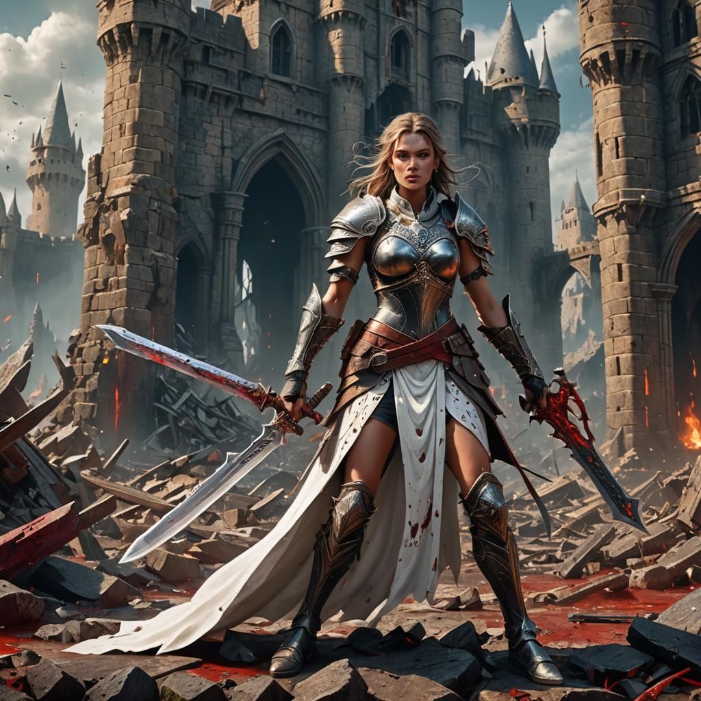 Fierce Warrior Princess Amidst Ruins