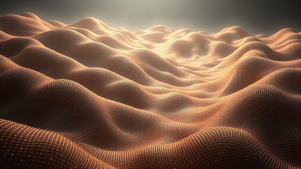 Mechanical Dreamscape with Iridescent Metal Landscape