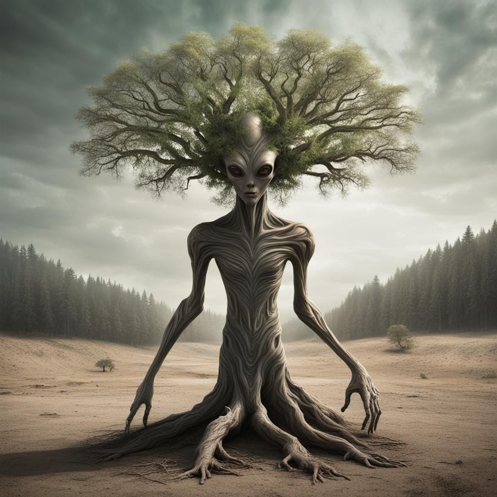 Alien Tree Person Generated by AI