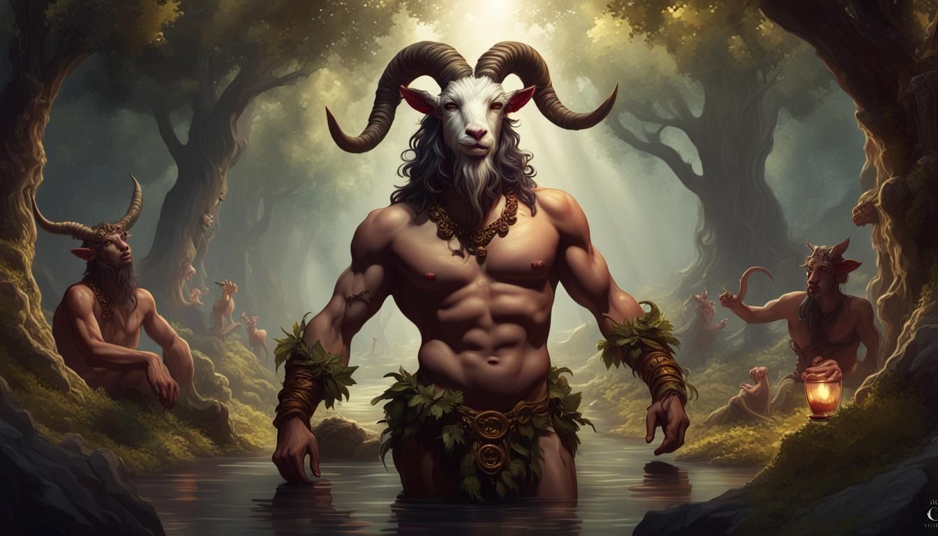 Satyrs in Dark Fantasy Style
