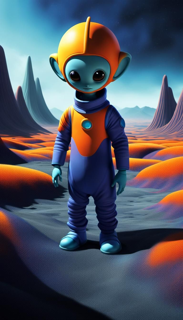 Teletubby and Alien: Fantasy Concept Art
