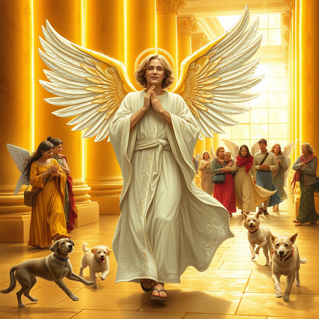 Angel Gabriel on Golden Street in Heaven