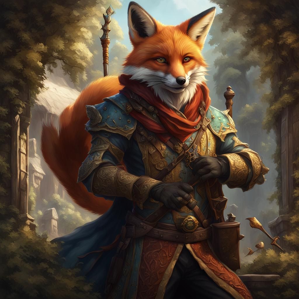 Fox Bard Portrait in Detailed Fantasy Concept Art