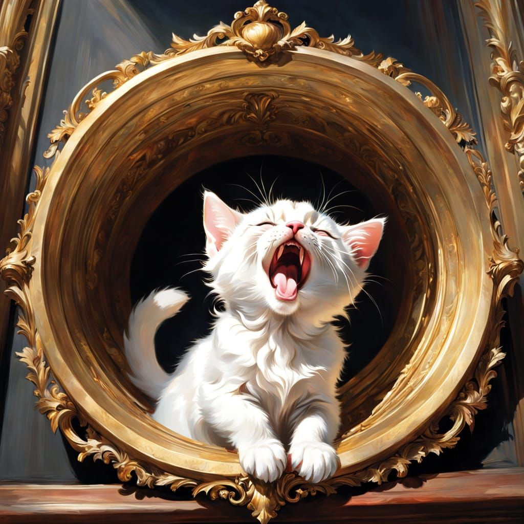 Renaissance Kitten Yawns in Masterpiece