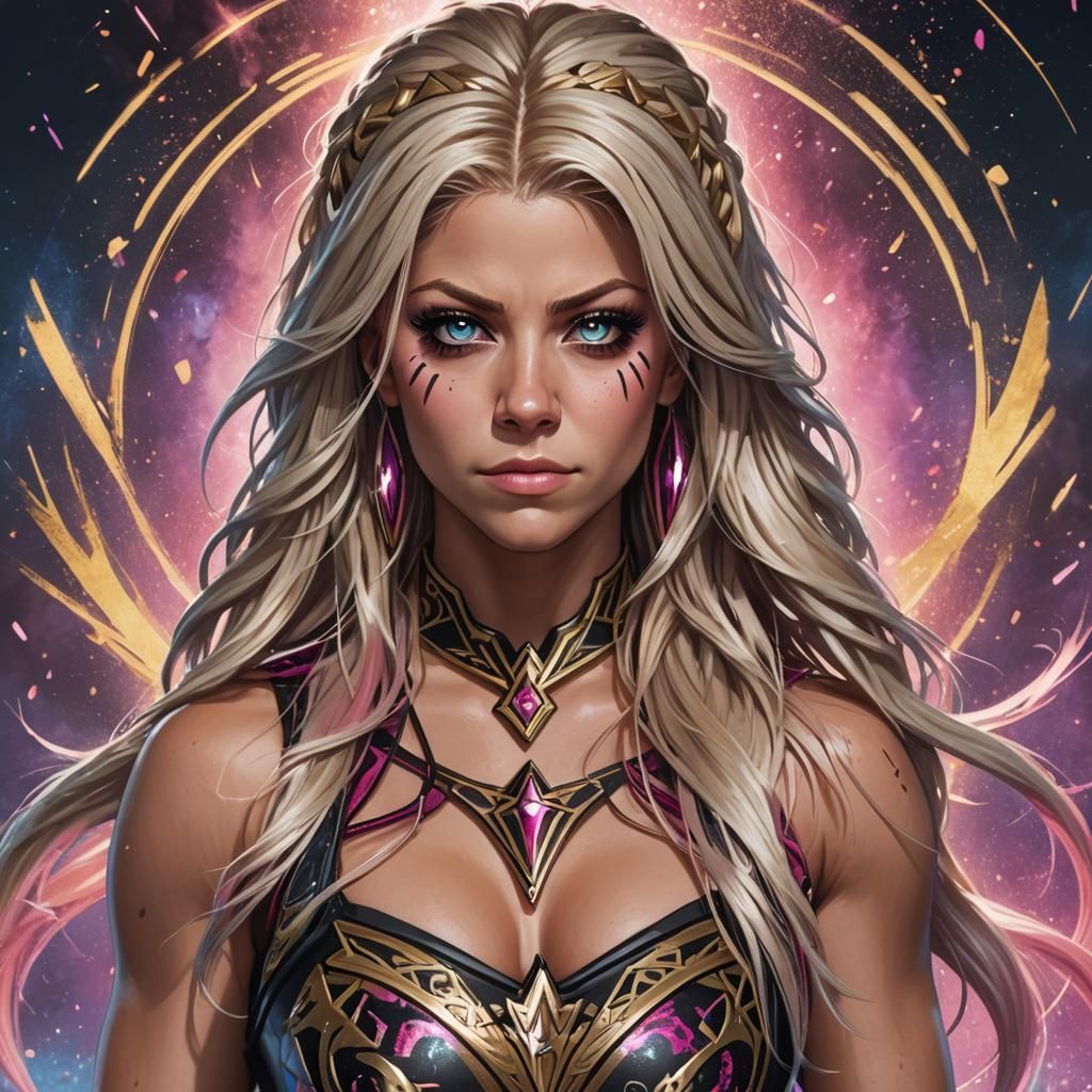 Alexa Bliss WWE Champion Portrait in Artstation Style